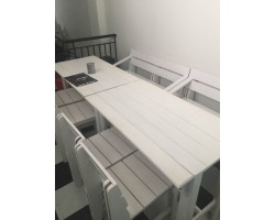 Thanh Lý Bộ Bàn Ghế Gỗ Cafe Take Away Trắng M2